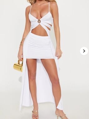 Fashion Nova White Twist Cutout High-Low Two-Piece Set